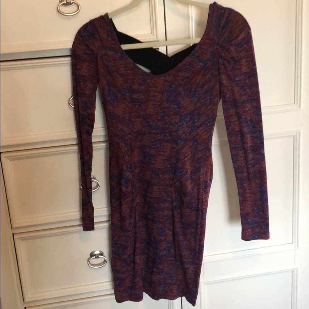Maroon body con long sleeve dress